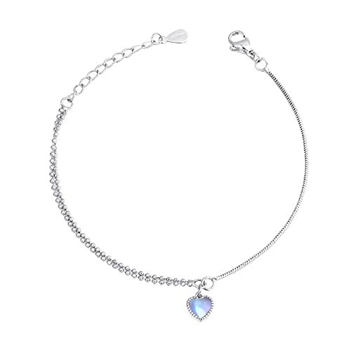 Bracelet femme LuisFranklin en pierre de lune avec charms cœur