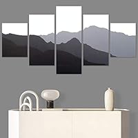 SIGNWIN 5 Panel Canvas Wall Art Monochromatic Mountains for Home Decorations Ready to Hang - 60