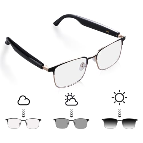 QJF Smart Glasses for Men & Women with Photochromic Lenses, Bluetooth 5.3, Polarized, Blue Light Blocking, Open-Ear Speakers, Lightweight for Driving