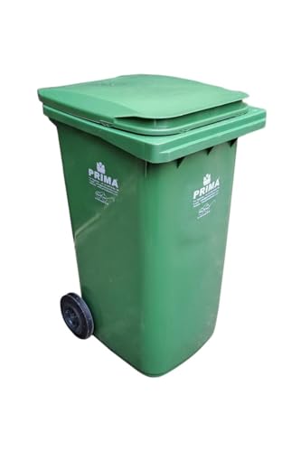 Image of Prima Plastic Manual-Lift Garbage Waste Dustbin with Wheels 240 Ltr Green