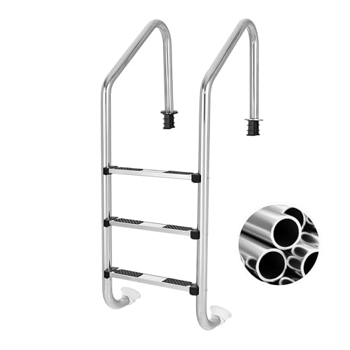 Escalera para piscina de acero inoxidable 3 peldaños antideslizante miniatura 1
