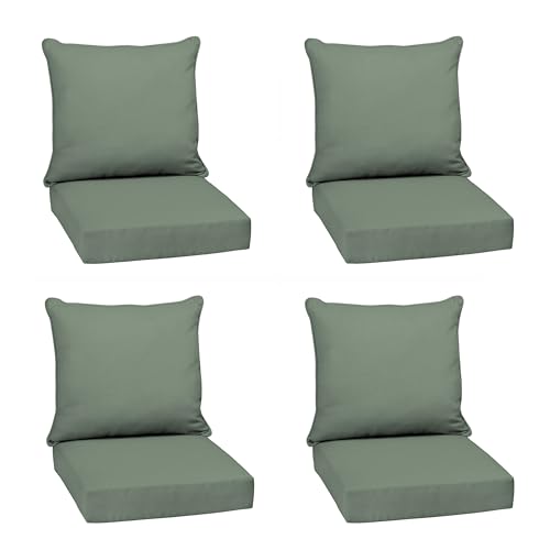 Image of Arden earthFIBER Outdoor Deep Seat Cushion Set, 4-Pack, 24 in x 24 in, Weather-Proof, Rain-Proof, Fade Resistant Patio Cushion for Chair, Sofa, and Couch Sage Green Texture