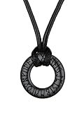 FaithHeart Schwarz Lederkette Herren Damen Halskette Herren Leder Kette mit Runen Anhänger Edelstahl Kunstleder Lederband 2,5mm Lederhalsband für Kette Wikinger Schmuck für Geburtstag Weihnachten