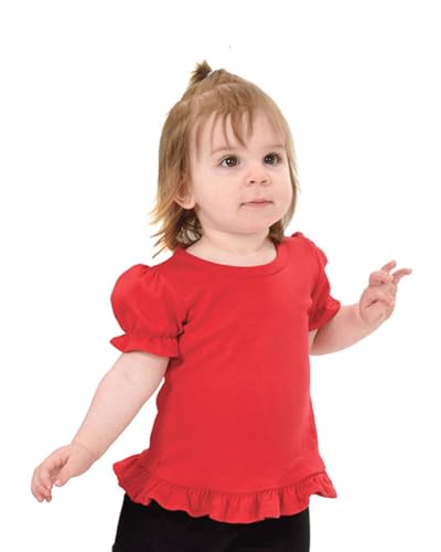Image of Monag Kids Toddler Girls Short Sleeve Ruffle Tshirt, Blank Girls Ruffle Top, Solid Ruffle Shirts
