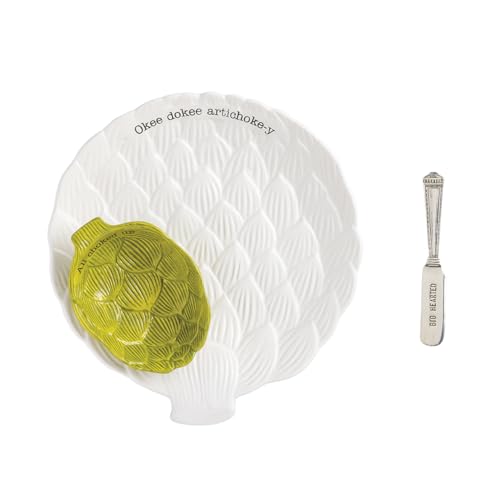 Mud Pie White Ceramic Artichoke Chip and Dip Serving Dish