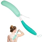 Leetye Mei Long Handle Bath Brush Back Scrubber for Use in Shower,Dual-Sided Non Slip Shower Scrubber for Cleaning Body，Exfoliator Wet or Dry Brushing Bath Brush Long Handle for Shower (Green-Green)