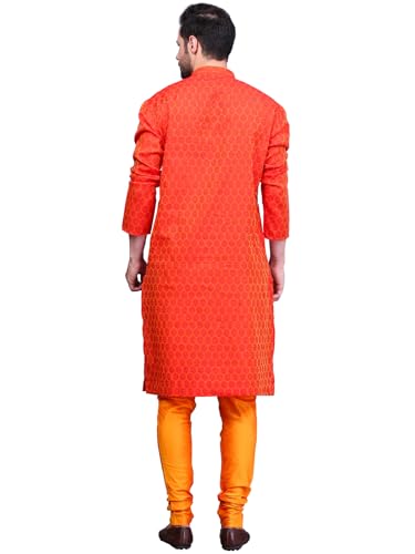 Image of Men's Cotton Jacquard Kurta and Churidar Set
