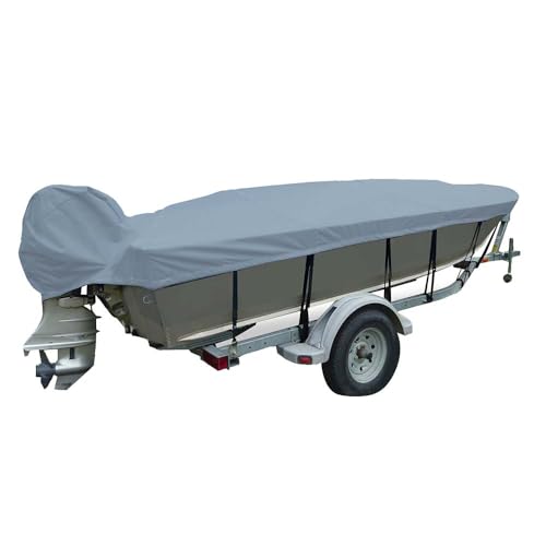 Carver 71116F-10 Styled-to-Fit Boat Cover for Wide V-Hull Fishing Boats O/B - 16'6", Slate Gray