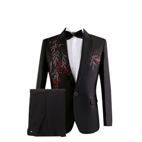 Men Spliced Suits Singer Dress Blazers Jacket and Pants