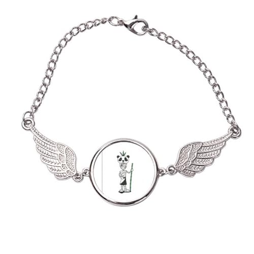 Bracelet panda égyptien en métal avec ailes d'ange, taille M pour un style unique