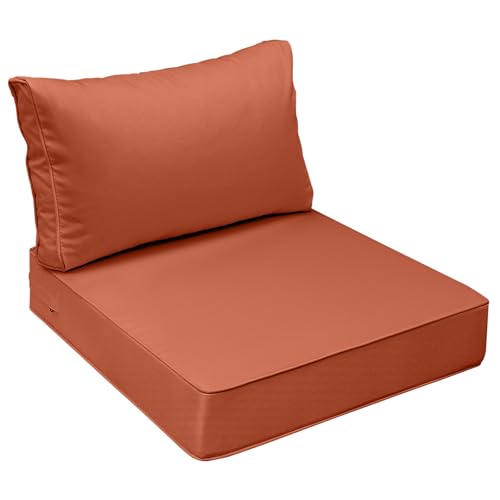 Image of AAAAAcessories Outdoor Seat Cushions for Chairs, Fade-Resistant, Waterproof Patio Furniture Replacement Cushions, 23.5 inch x 25.5 inch x 5 inch + 23.5 inch x 13.5 inch, Rust