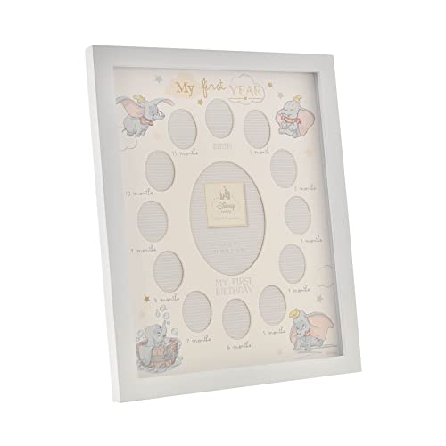Happy Homewares Magical Beginnings My First Year Dumbo Multi-Photo Collage Picture Frame - Gift for New-Born or Baby Shower - Officially Licensed