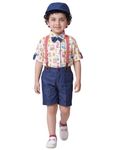 Image of AJ DEZINES Kids Casual Wear Clothing Cotton Shirt Short Set For Boys