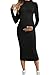 GORGLITTER Figurbetont Umstandskleid Damen Elegant Strickkleid Stehkragen Langarmkleid Midi Freizeitkleid Herbst Outfit Kleider für Schwangere Schwarz L