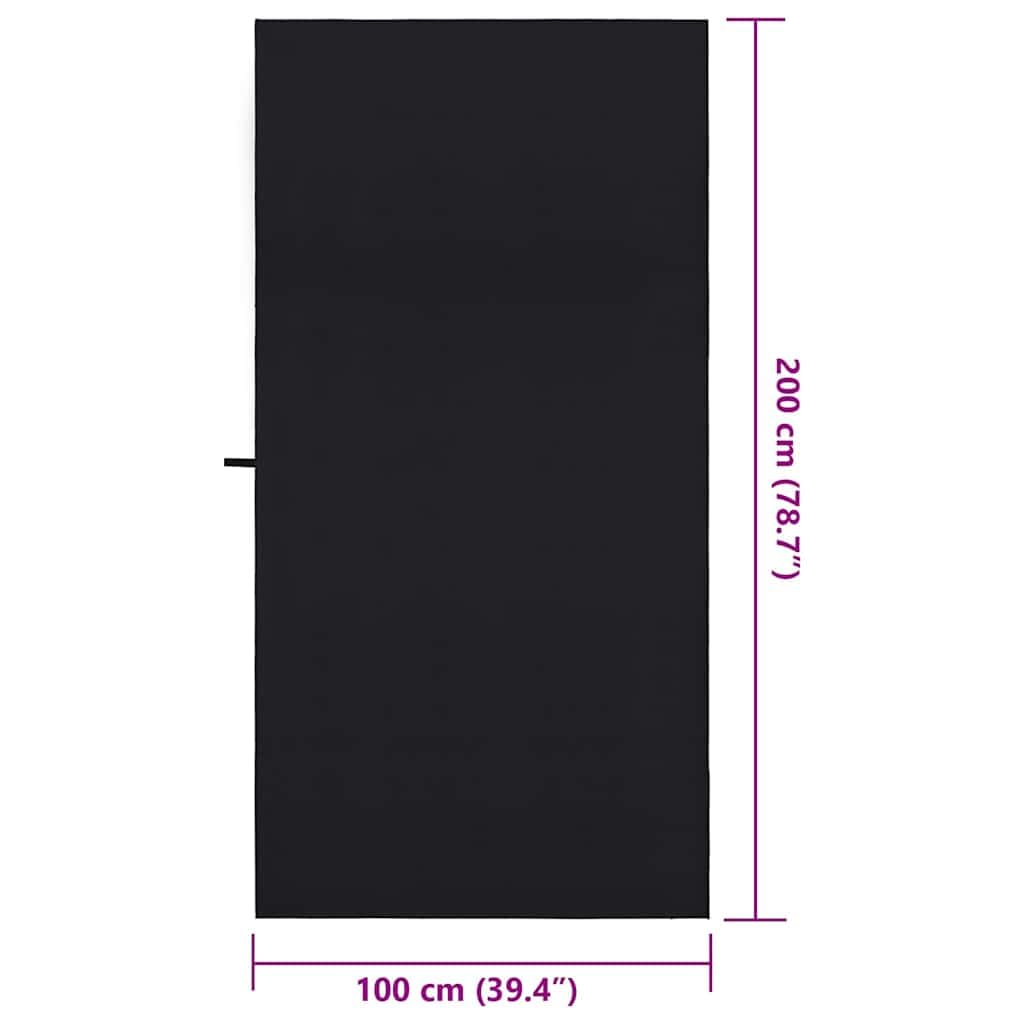Sporthandtücher Set 2er Schwarz, Soft Touch Polyester Polyamid, 100 x 200 cm saugfähig schnelltrocknend für Fitness Reise Gym Dusche Sauna Strand Wellness