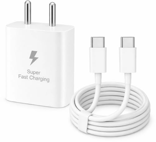 Image of Scalebee 45W Fast Charger Type C to C Cable, White | PD 3.0, Super Fast Charging 2.0, Compatible for Samsung Galaxy S24 Ultra S23 S22 Plus A Series