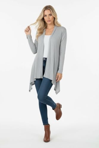 Image of ToBeInStyle Womens Open Front Long Sleeve Lightweight Asymmetrical Draped Cardigan with Side Pockets