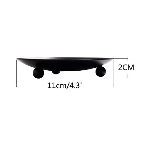 Fenkoo Iron Plate Candle Holder, Black Candle Plate, Set Of 2,Decorative Candle Stand For Wax Candles，Incense Cones, Spa, Christmas & Birthdays (Black) #TOP1