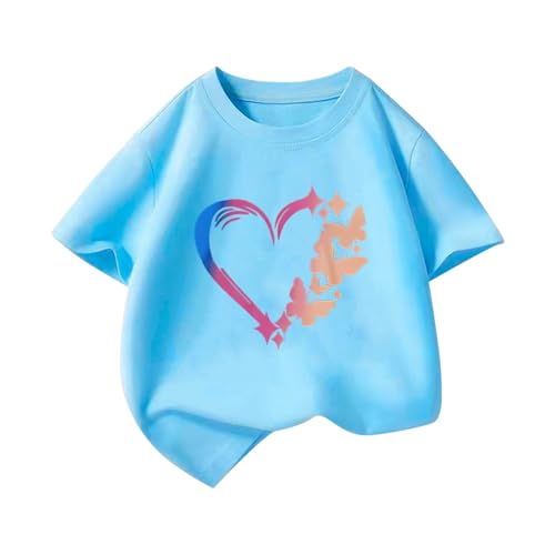 Heart-Shaped Shirts for Girls Boys Kids Summer Loose Short Sleeve Tops Cotton Soft Comfort T Shirt Tops Tee