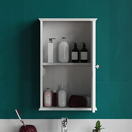 Bath Vida Priano Bathroom Cabinet Single Mirrored Door Wall Mounted, White