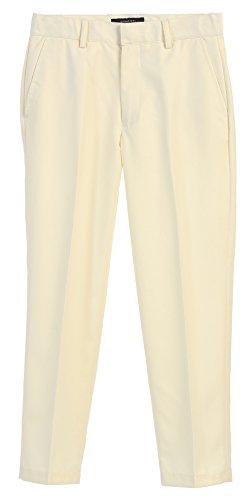 Gioberti Boys Flat Front Dress Pants, Off White, 4T
