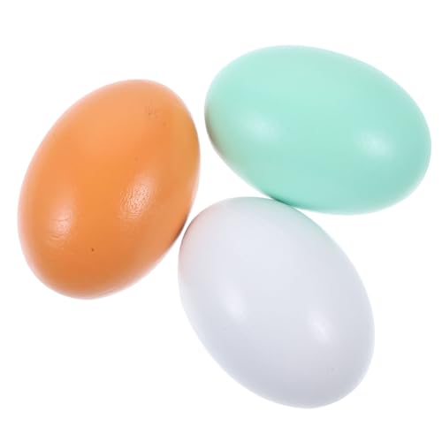 WOONEKY 3pcs Easter Eggs Creative Egg Toy Eggs Egg Decorations for Desktop Egg Woods Wood Egg Vivid Fake Eggs Egg Decors Fake Chicken Eggs Fake Eggs for Chickens Decorative Props Wooden