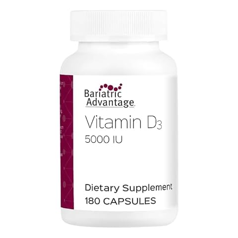 Bariatric Advantage Vitamin D3 5,000 IU - Bariatric Vitamin D - Water-Miscible - Bone Strength Support* - Vitamin D Capsule - Easy Swallow Capsule - for Bariatric Patients - 180 Count Cover