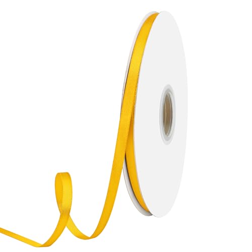 GTYBOVA 1/4 Inch x 100 Yards Double Face Maize Yollow Satin Ribbon 100% Polyester Multiple Colors Available Ideal for Gift Wrapping Crafts Wedding Decor