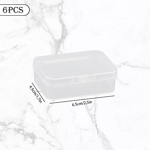 Image of GLADFRESIT 6Pcs Clear Plastic Storage Box, Mini Rectangular Empty Containers Box Case with Lid for Beads Business Cards Pills Small Items (6.5 * 4.5 * 2cm)