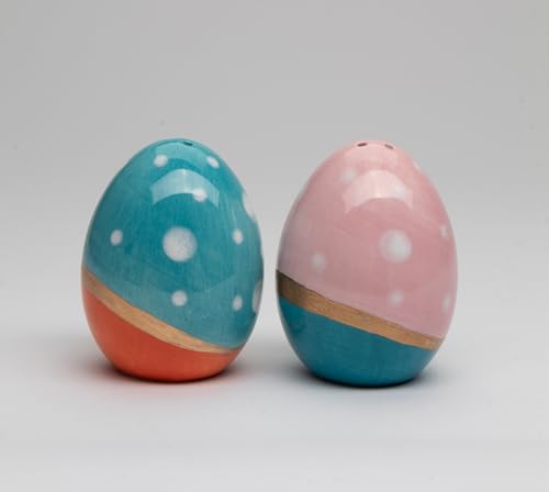 Cosmos Gifts 21050 Ceramic Blue & Pink Polka Dotted Easter Eggs Salt And Pepper Shakers thumb #2