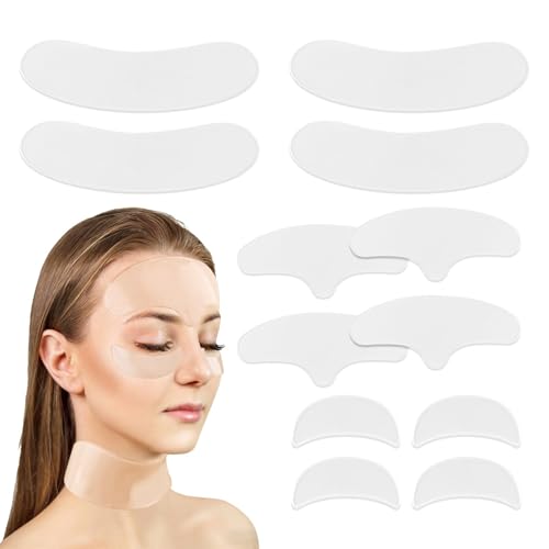 Zorivane 12PCS Forehead & Neck & Eye Wrinkle Patches Set, Reusable Night Silicone Anti-Wrinkle Patches, Improves Wrinkles and Restores Skin Firmness
