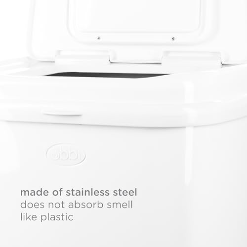 Image of Ubbi Adult Diaper Pail, Stainless Steel Odor Locking, No Special Bag Required, Awards-Winning, Modern Design, White
