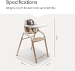 Bugaboo Giraffe Wooden Baby High Chair, Adjustable in 1 Second, Easy to Clean, Safe and Ergonomic Highchair, Suitable from Birth in Combination with Newborn Set (Sold Separately), Warm Wood/Grey