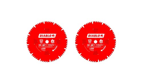 2 PACK Diablo D1260X 12-Inch by 60t 1in Arbor Combination Saw Blade