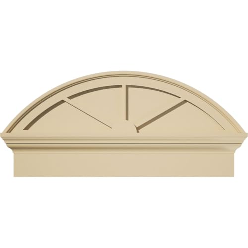 30"W x 14-3/8"H x 2-1/2"P Segment Arch 3 Spoke Signature Urethane Combination Pediment, Primed Tan