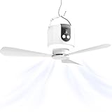 geonfi 18“ Camping Ceiling Fan with Light & Remote, 15600mAh Battery Operated Tent Fan,Rechargeable Battery Powered Fan,Hangable Camping Fan,Camping Essential
