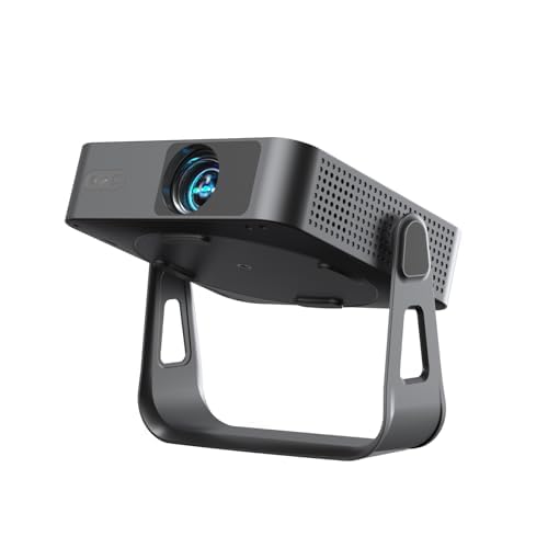 Image of [Officially-Licensed App & Auto Focus]Black Smart Mini Projector with WiFi and Bluetooth, XuanPad 4K Support Movie Projector, Portable Native 1080P Outdoor Projector with 360 Stand