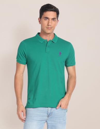 Image of U.S. Polo ASSN. Men's Cotton Slim Fit Solid Polo Shirt