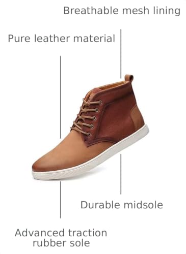 Image of Arkbird Casual Sneaker Boots, High-Top Sneakers Lace-up Leather Chukka Shoes for Men