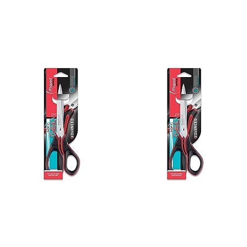 Maped - Tijeras de Oficina - Advanced Gel Asimétrica 24 cm - Tijeras con Cuchillas Moldeadas - Hojas y Remaches de Acero Inoxidable - Anillas Ergonómicas - Punta Afilada (Paquete de 2)