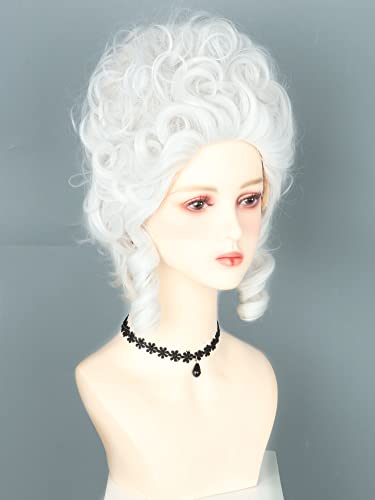 LeMarnia18th Century Queen Wig White Honeycomb Curly Retro Heat Resistant Halloween Costume Wig, Off-white, 29.59 cm x 5.21 cm - Image 2