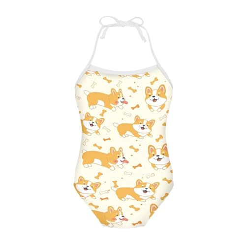 Image of One Piece Swimsuit for Girls Beach Bathing Suit Halter Straps Sports Swimwear for 1-10 Year Toddler Kids