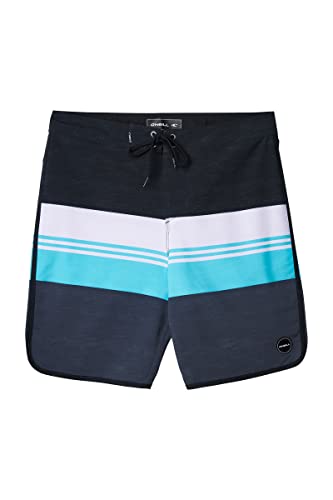 O'NEILL Men's 19 Inch 4-Way Stripe Boardshorts - Quick Dry Swim Trunks for Men with Fabric and Pockets
