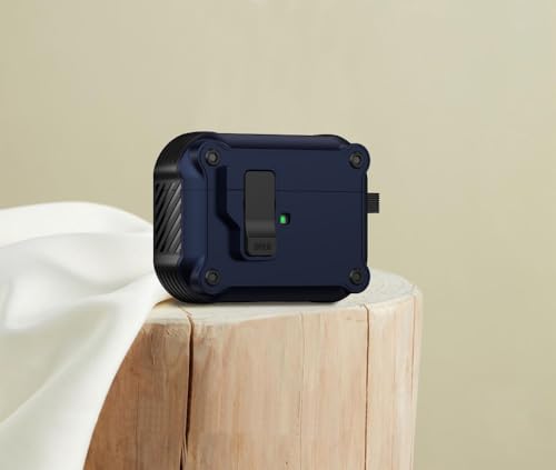 Étui de protection AirPods Pro 3 2025 bleu marine verrouillage sécurisé anti-choc