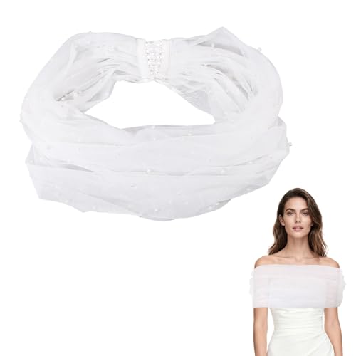 Châle de mariée en tulle blanc orné de perles pour bal de fin d'année et robe formelle