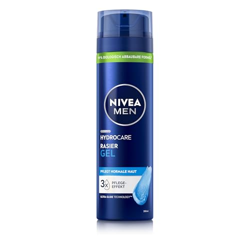 NIVEA MEN HydroCare Gel da barba (200 ml), protezione e cura per una rasatura delicata, gel da barba delicato per uomini con aloe vera e pantenolo