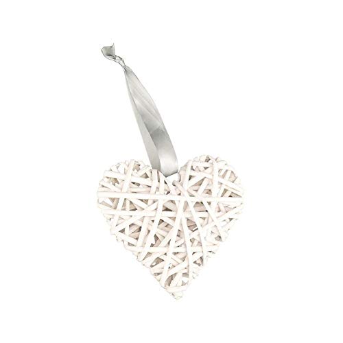 Publilancio srl Cuore Intrecciato da Appendere in Vimini Bianco 15 cm Decorazione