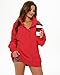 Gacaky Womens Oversized Sweatshirts Casual Button Henley Neck Long Sleeve Pullover Fleece Loose Fit Fall Tops Fashion Outfits Red L