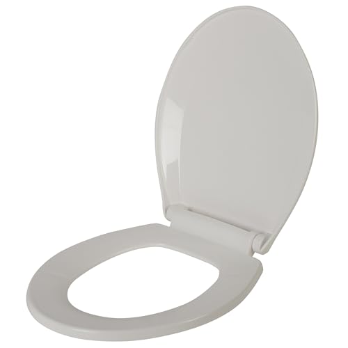 Bath Bliss Deluxe Plastic Beveled Round Toilet Seat in White