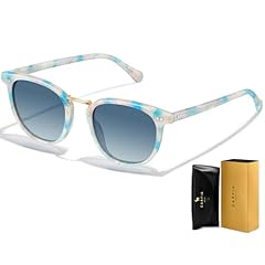7. Blue White Marble Tortoise Frame Gradient Blue Lens